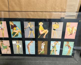 Lot 35 $65 - Pin Up Girls. Mutoscope cards. Mounted on Plexi. 17-1/2" x 30-1/2"
