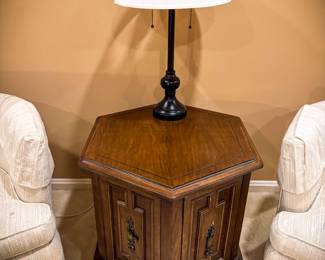 Unique hexagon shaped side table.