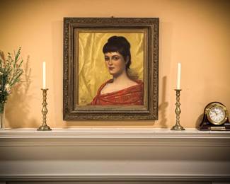 ORIGINAL painting from 1889 of a young woman.