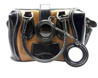 Balenciaga Paris Patent Leather & Suede Satchel