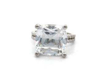 Glamorous Princess Cut Cubic Zirconia Solitaire Twisted Rope Ring