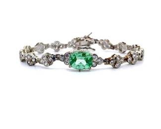 Estate Suzanne Somers Collection Aqua Tourmaline & Natural Diamond Bracelet