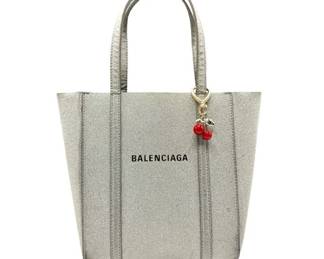 Balenciaga Silver Glitter Small Tote Bag