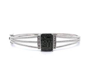 NEW! Pavé Fancy Green & White Natural Diamond Triple Band Bracelet Bangle