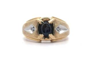 Natural Diamond Three-Stone Textured Beveled Ring in Two-Tone Gold