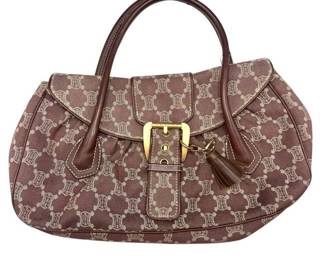 Celine Denim Shoulder Bag with Leather Trim