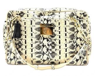 Versace Collection Python-Embossed Leather Shoulder Bag