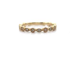 NEW! Diamond Bezel Vine & Leaf Stacking Ring in Yellow Gold