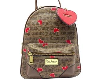 Juicy Couture Brown & Red Heart Print Mini Backpack