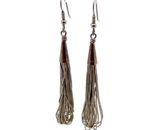 Vintage Liquid Silver Fringe Dangle Shepherd's Hook Earrings