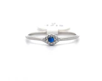 NEW! Natural Sapphire & Diamond Evil Eye Halo Ring