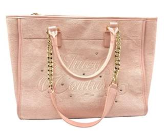 Juicy Couture Blush Pink Faux Leather Tote with Gold Chain Straps