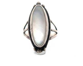 Oblong Mother of Pearl Triple Split Shank Ring