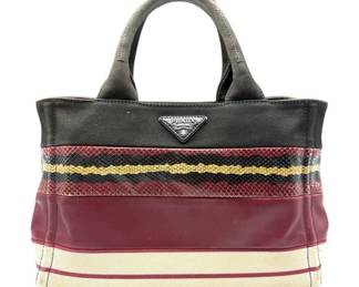 Prada Milano Leather & Canvas Tote Bag