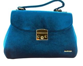 New! Dewimaya Solid Blue Felt/Velvet Top Handle Bag with Chain Strap