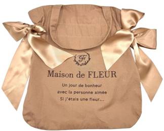 Maison de FLEUR Beige Cotton Ribbon Tote Bag