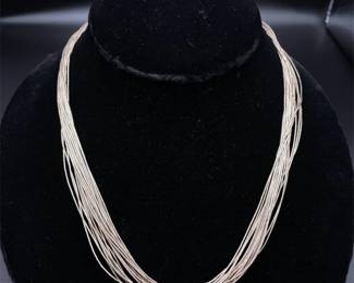 Vintage 21-Strand Liquid Silver Luxe Necklace
