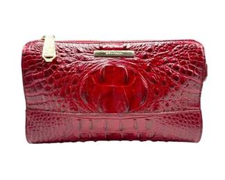 Brahmin Red Croc-Embossed Leather Clutch