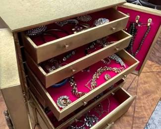 Large Assorted Jewelry Collection in Vintage Jewelry Box