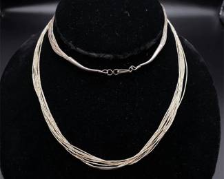 Vintage Liquid Silver Multi-10-Strand Long Length Necklace