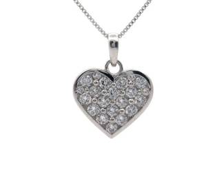 Pavé Diamond Heart Drop Pendant