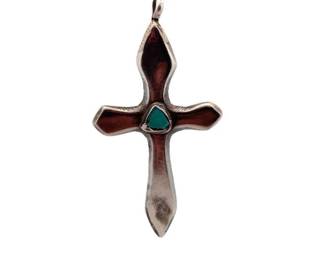 Turquoise Silver Celtic Cross Pendant