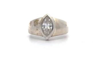 Contemporary Cubic Zirconia Solitaire Bezel Ring