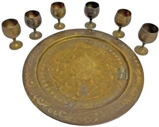 Brass Mini Goblets and Plate