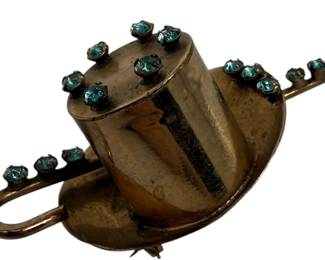 Vintage Art Deco Top Hat Cane Brooch
