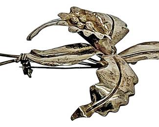 Mexico Sterling Silver Orchid Brooch