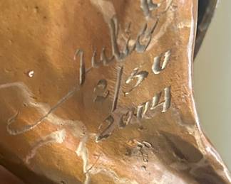 Giraffe bronze statue, signed & numbered 