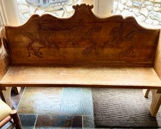 Very nice  carved wood bench with Pegasus