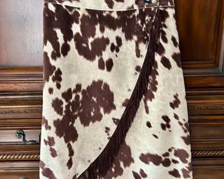 Calfskin fringe western skirt