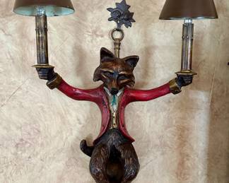 Pair of Bill Huebbe Fox Sconces 
