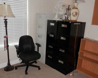 One "Steelcase" legal size file cabinet and 2 "HON" 4 drawer file cabinet...these are not cheapies...other odds and ends as seen in photo