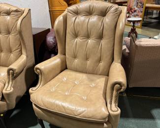 leather furniture, Lee Industries, cool retro items, several antique pewter items, period two drawer side table, vintage wicker sewing basket, plant stand, vintage lighting, Staffordshire, Limoges, brass, Chandeliers