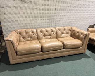 leather furniture, Lee Industries, cool retro items, several antique pewter items, period two drawer side table, vintage wicker sewing basket, plant stand, vintage lighting, Staffordshire, Limoges, brass, Chandeliers