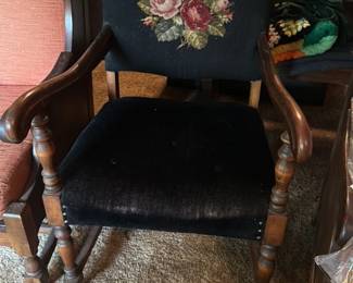 vintage needlepoint rocking chair 