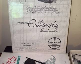 calligraphy set with dip pen, ink and paper pad 