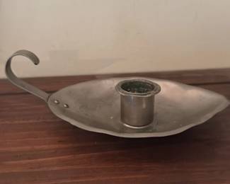 Antique Pewter Candlestick Wall Sconce 