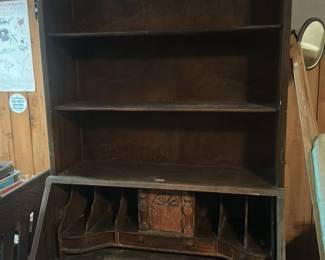Antique Secretary Desk with Pigeonholes and Compartments 