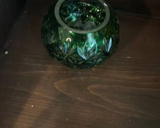 Victorian Emerald Green Glass "Hobstar" Pattern Biscuit Barrel 