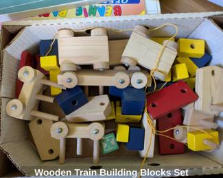 Wooden Train Building Blocks Set 