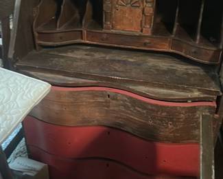 Antique Secretary Desk with Pigeonholes and Compartments 