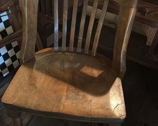 Antique Oak Library Chair 