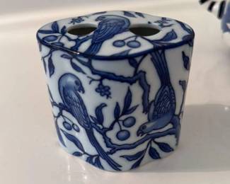 Blue and White Porcelain Toothbrush Holder 