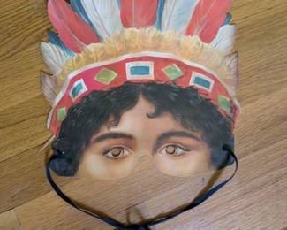 Vintage Paper Native American Headdress Mask 