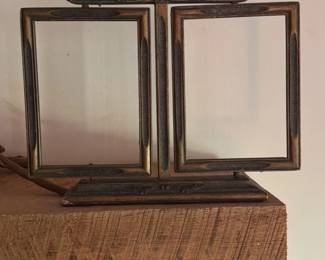 Antique Double Photo Frame Easel 