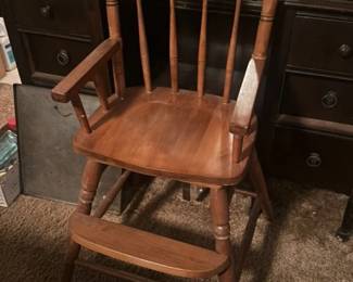 Wooden High Chair with Heart Cutout 