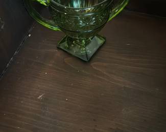 Green Glass Compote Dish 